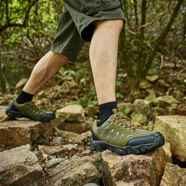 Men's Low Top Waterproof Hiking Shoes Army/, view 3