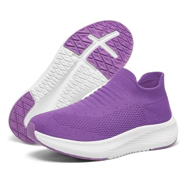 Womens Slip on Walking Shoes Comfort Lightweight Casual Sneakers, view 3