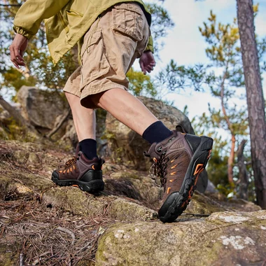 Men's Waterproof Hiking Boots Non-Slip Lightweight Mid Top Ankle Boot Breathable Hiker Trekking Shoes, view 7