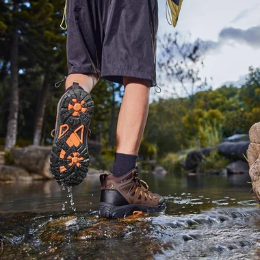 Men's Waterproof Hiking Boots Non-Slip Lightweight Mid Top Ankle Boot Breathable Hiker Trekking Shoes, view 3