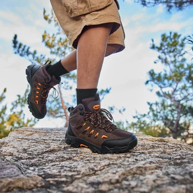 Men's Waterproof Hiking Boots Non-Slip Lightweight Mid Top Ankle Boot Breathable Hiker Trekking Shoes, view 5