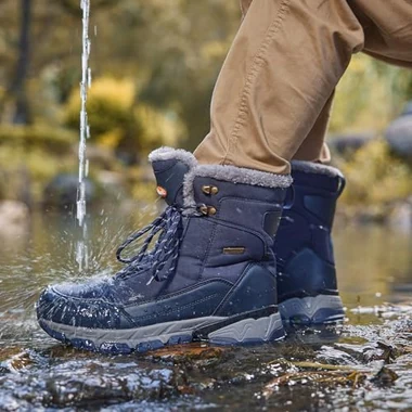 Men's Snow Boots Waterproof Warm Fur Lined Winter Hiking Boot Non-slip Outdoor Ankle High-top Shoes Work Hiker Trekking Trail, view 5