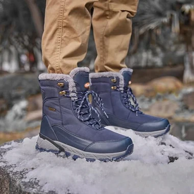 Men's Snow Boots Waterproof Warm Fur Lined Winter Hiking Boot Non-slip Outdoor Ankle High-top Shoes Work Hiker Trekking Trail, view 4